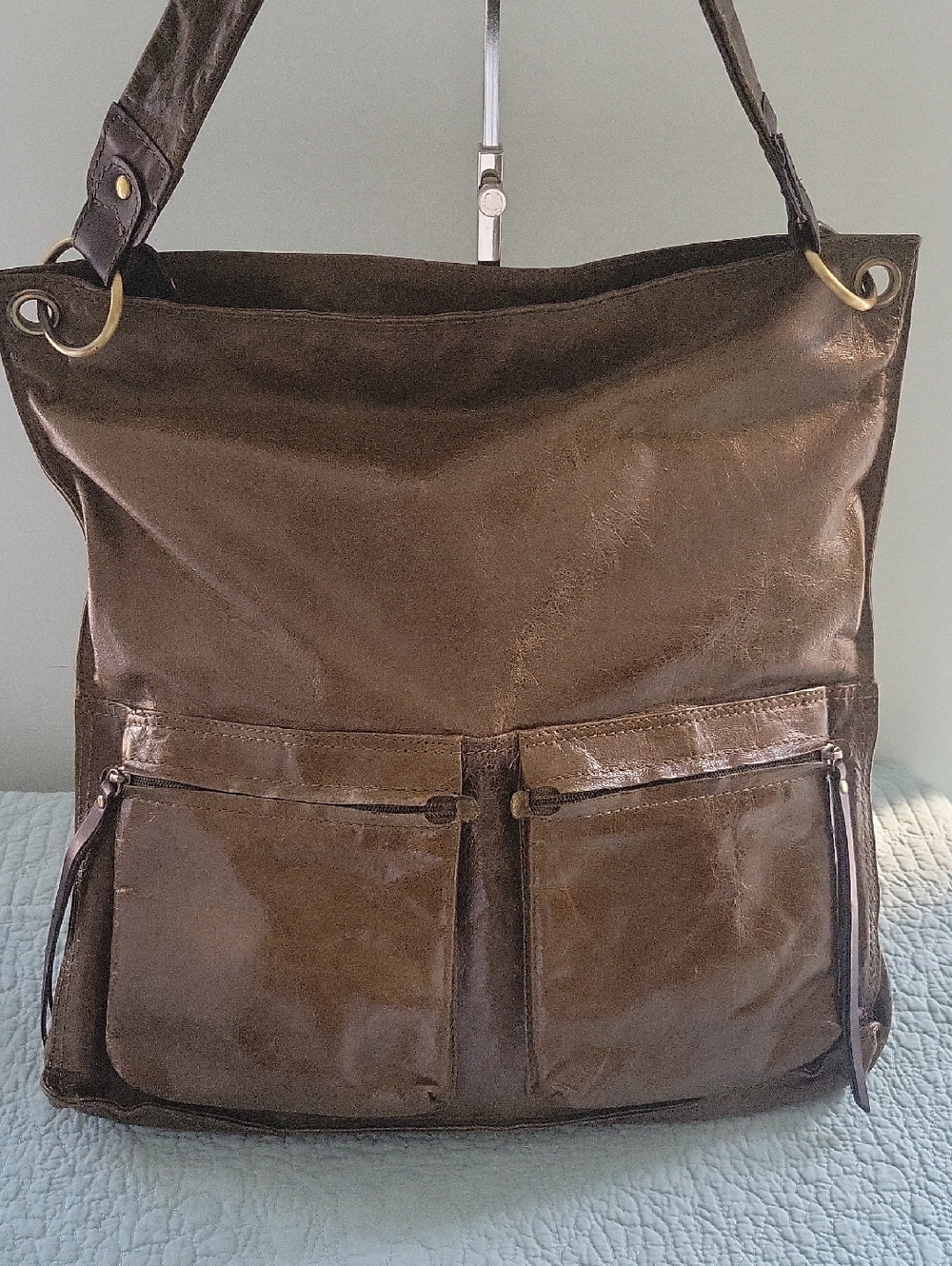 Nino BOSSI Brown Hobo Shoulder Bag Soft Leather Great Condition